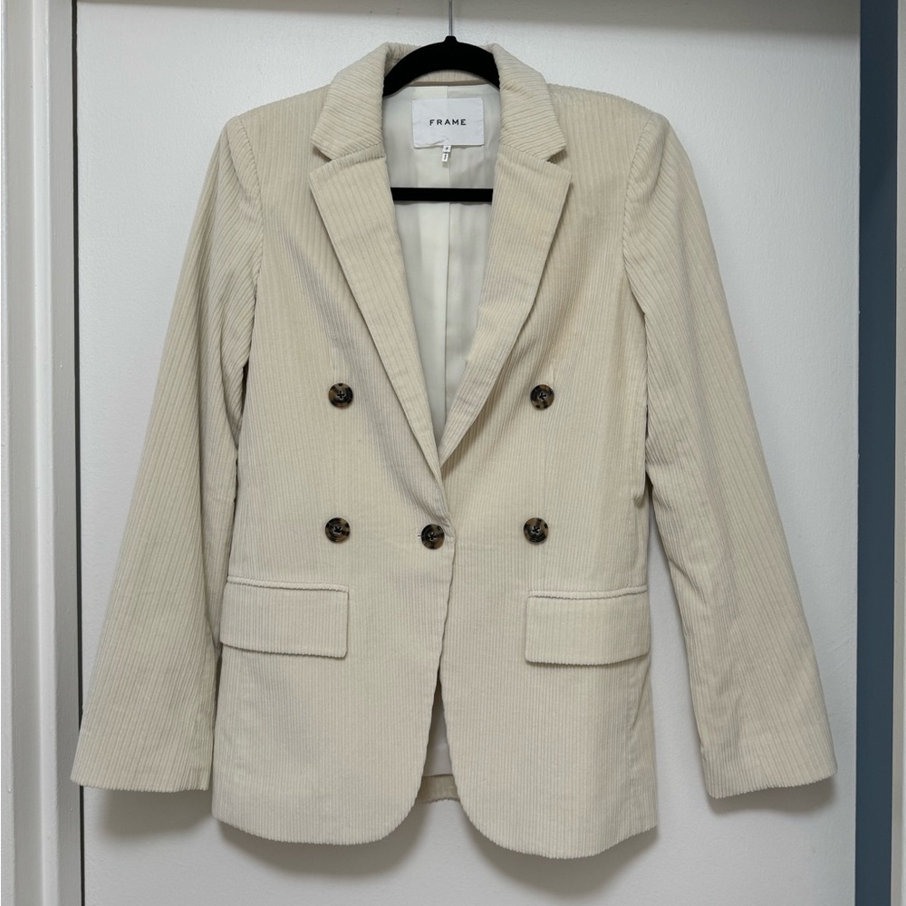 Frame Corduroy Cream Blazer, Size 2